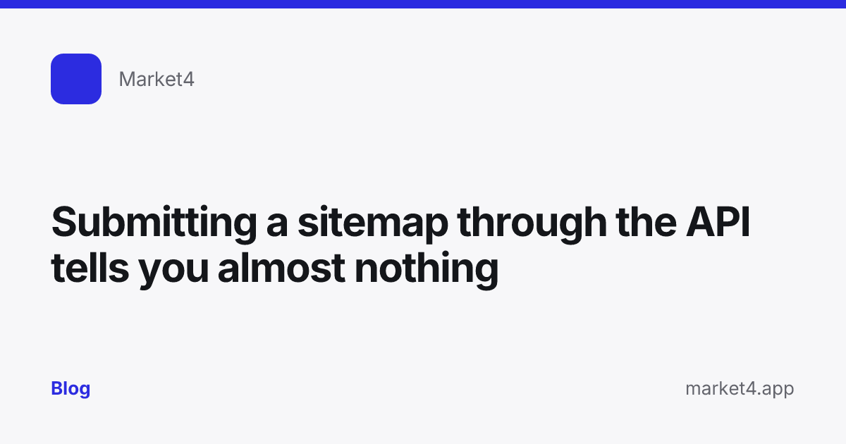 “Submitting a sitemap through the API tells you almost nothing” — Blog card — for Market4