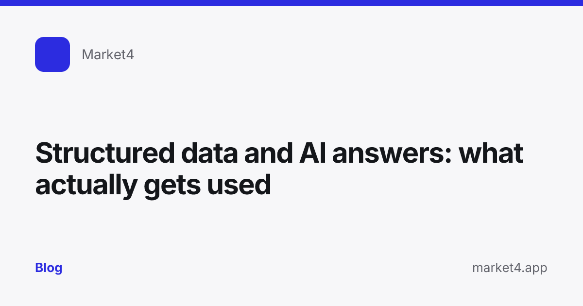 “Structured data and AI answers: what actually gets used” — Blog card — for Market4