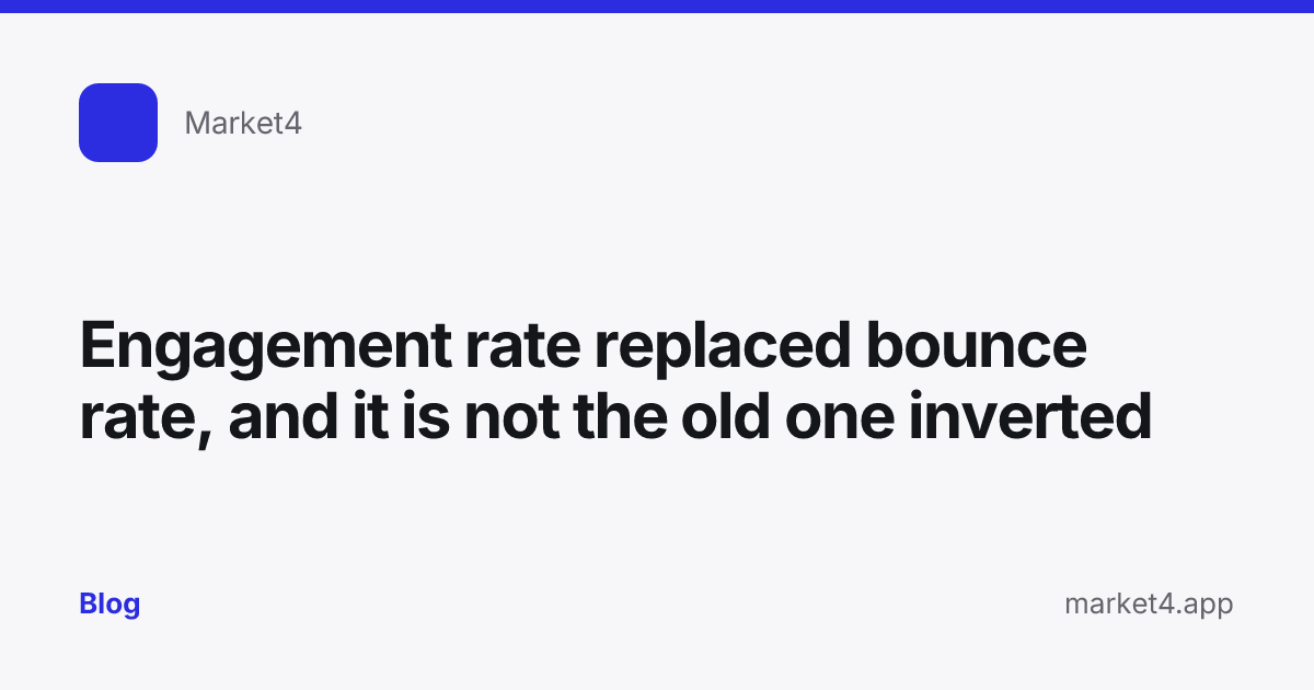 “Engagement rate replaced bounce rate, and it is not the old one inverted” — Blog card — for Market4