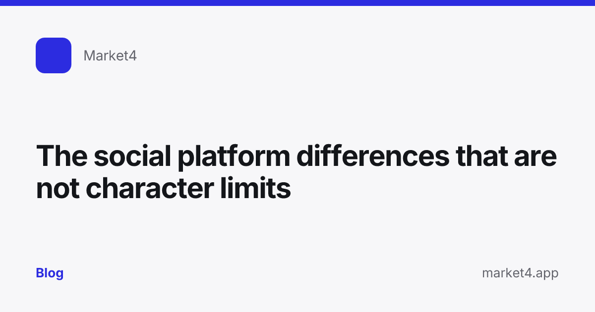“The social platform differences that are not character limits” — Blog card — for Market4