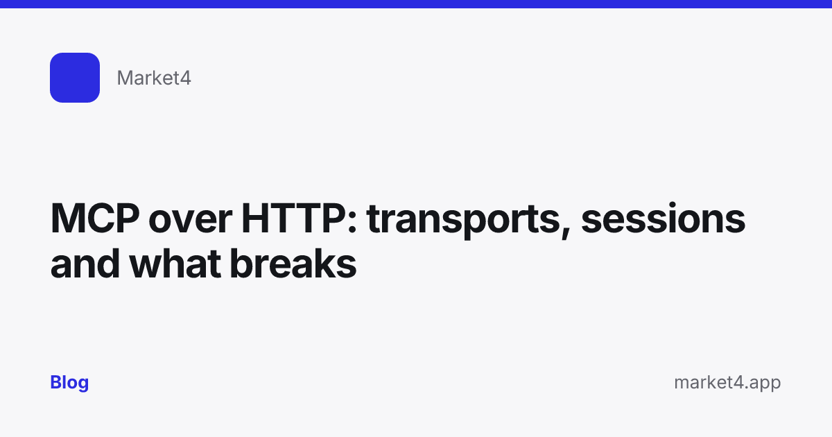 “MCP over HTTP: transports, sessions and what breaks” — Blog card — for Market4