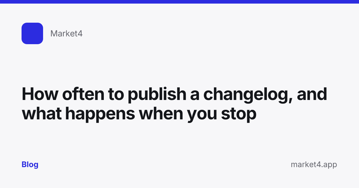 “How often to publish a changelog, and what happens when you stop” — Blog card — for Market4