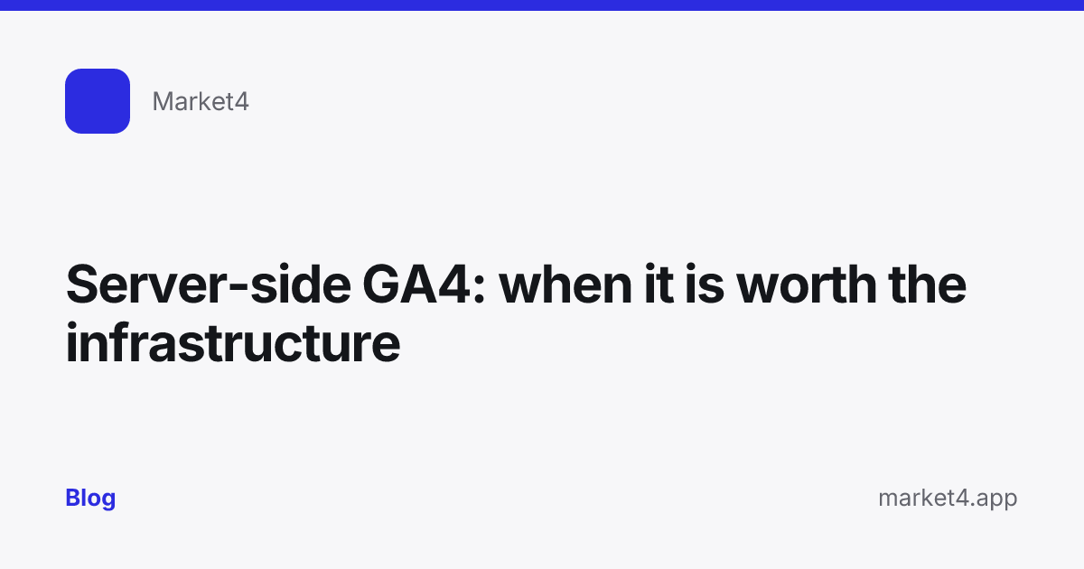 “Server-side GA4: when it is worth the infrastructure” — Blog card — for Market4